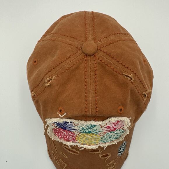 4350 District Pineapple Embroidered Cap Hat Pigment Washed Distressed Rust Brown - Picture 5 of 8